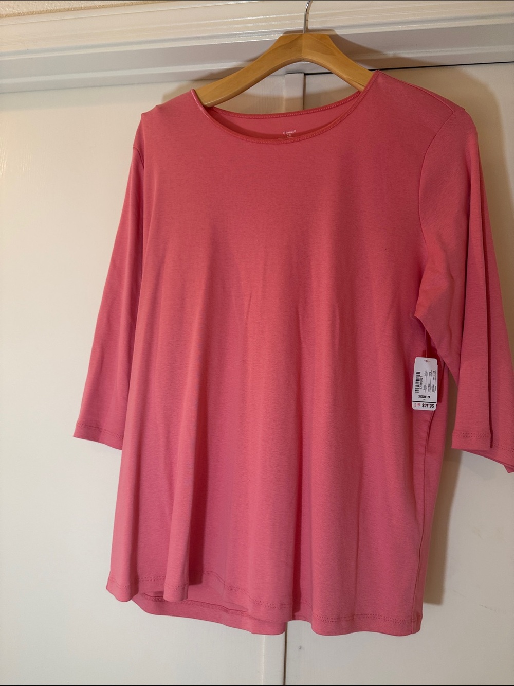 CJ Banks Pink Scoop Neck Long Sleeve Tee
